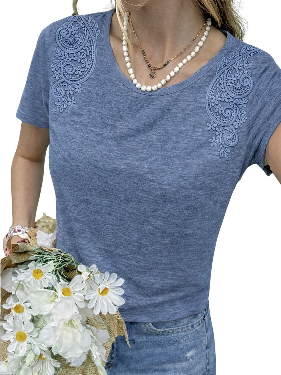 Currero T-Shirt Dames Shirt Zomerkleding T Shirt Mode Old Money Polo Vrouwen Kleding Volwassenen Helder Staalblauw