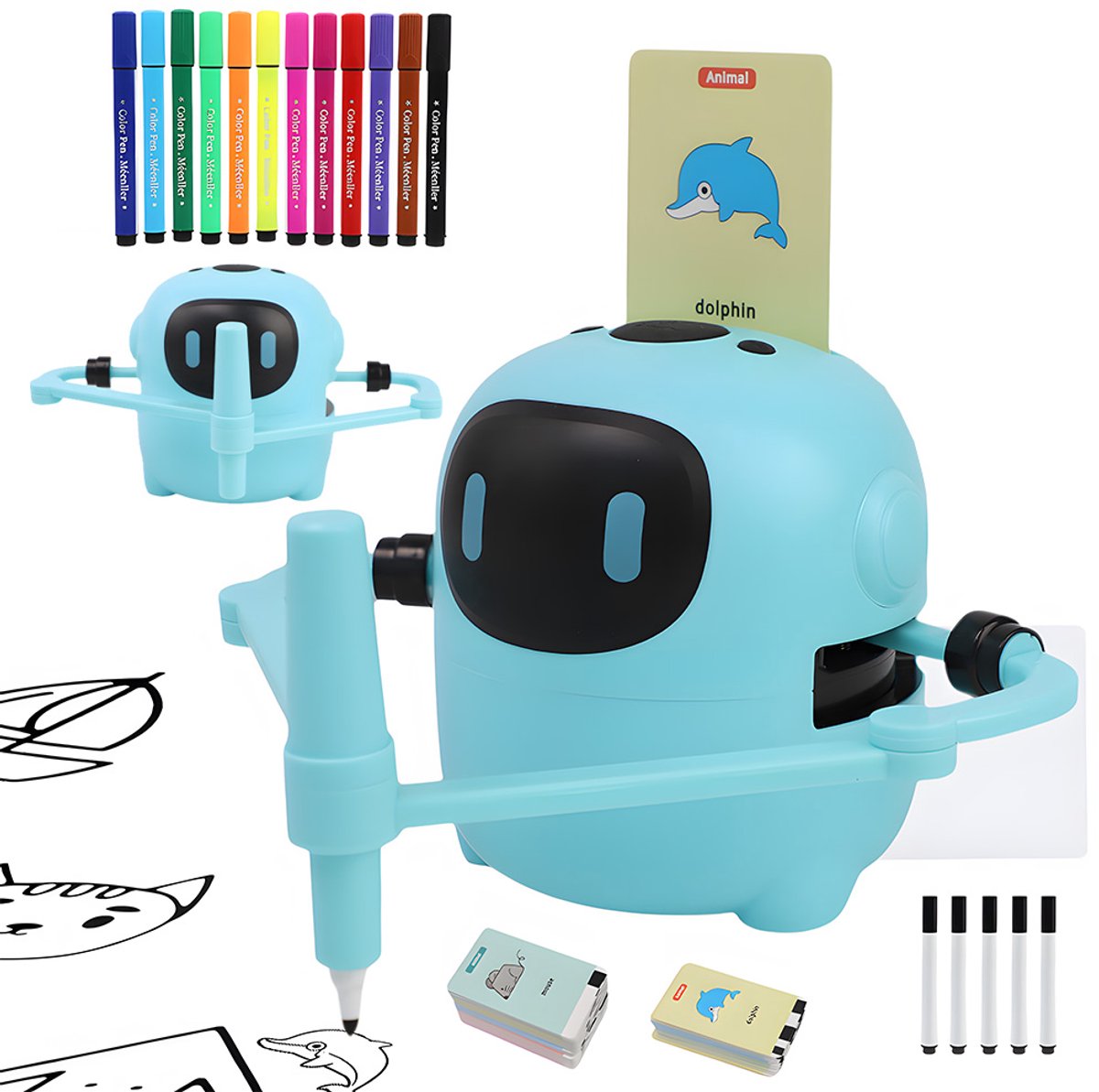 Tekenrobot Kinderen - Automatisch Tekenspeelgoed - 150+ Tekensjablonen - 3 Moeilijkheidsniveaus - Instelbare Tekensnelheid - Oplaadbare 1500mAh Accu - Voor Tekenen, Kleuren en Creatief Leren vanaf 5 Jaar