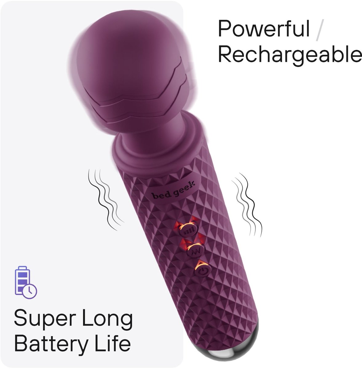 Body wand massager draadloos oplaadbaar elektrisch massageapparaat met 20 patronen 8 snelheden flexibele hals siliconen waterbestendig