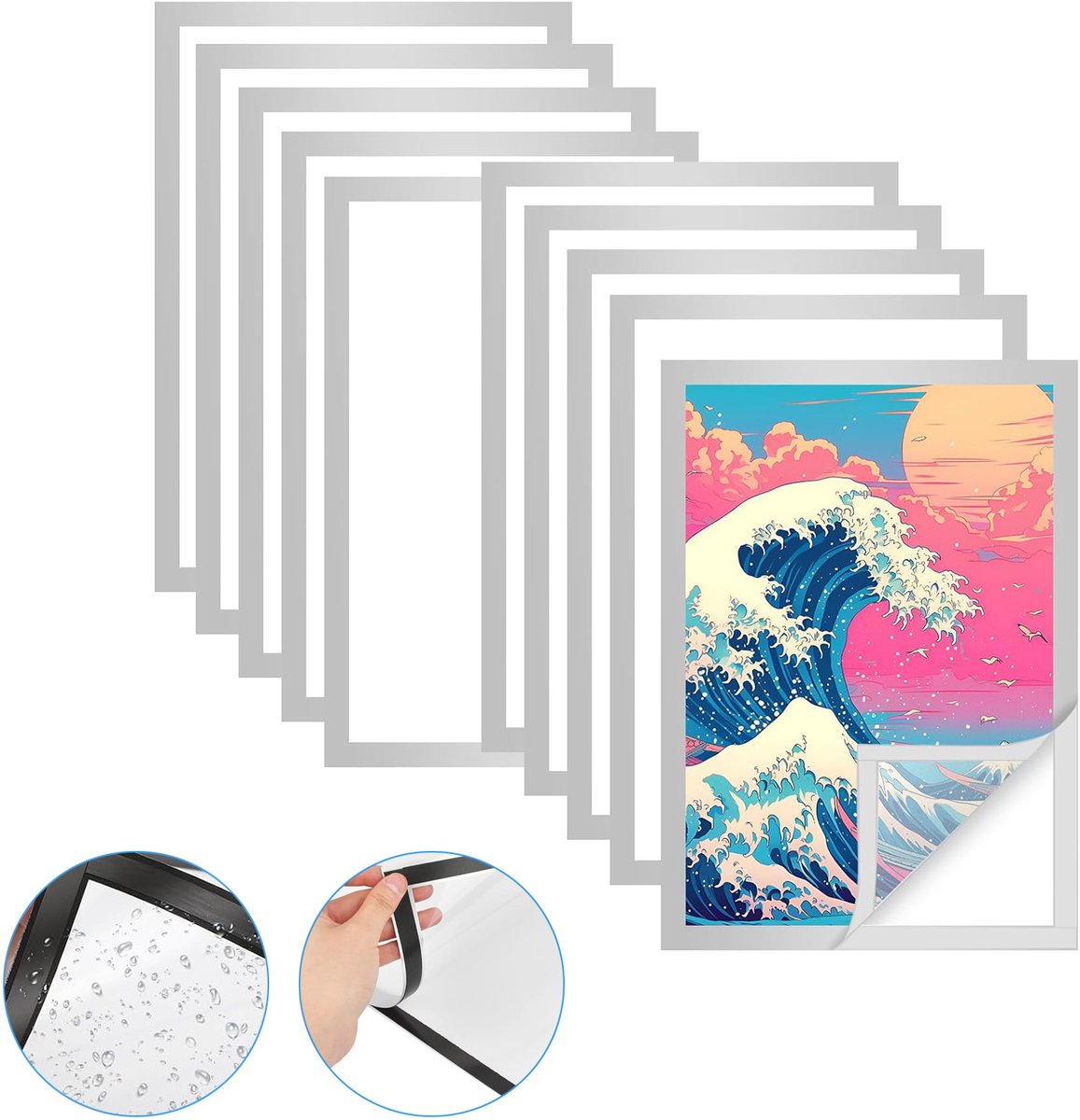 10 Stuks A4 Magnetische Fotolijstjes - Zelfklevende Magnetische Fotolijstjes - Magneet Posterlijst - A4-Papier Displayframe