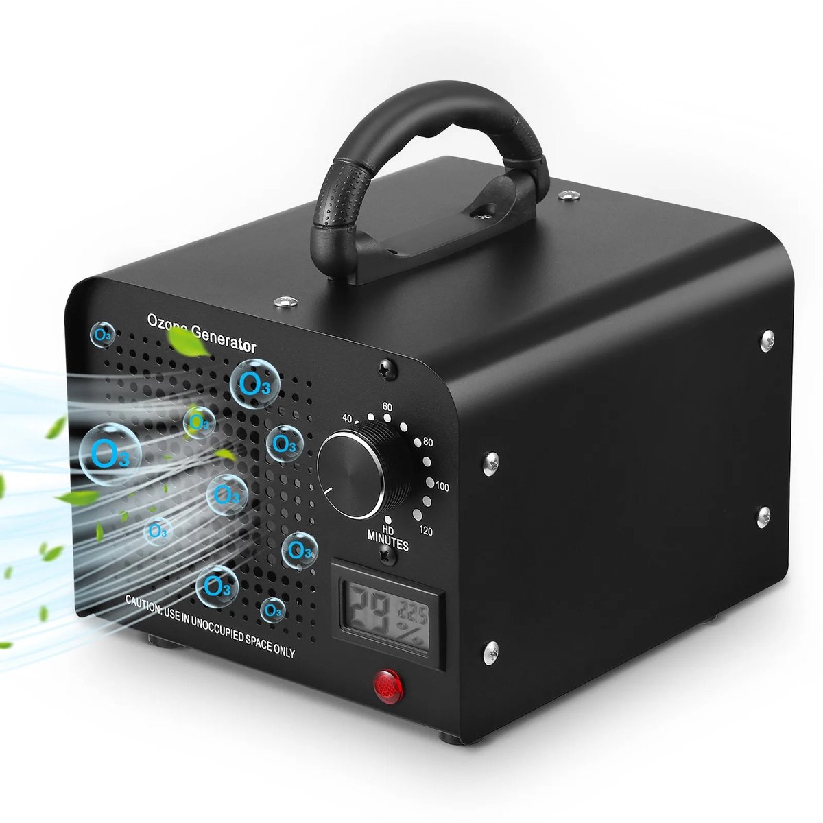 Velori Ozongenerator 60000 mg/u - Ozonmachine - Geurverwijderaar - Ozonreiniger - Timer 120 Min - Temperatuur- en Luchtvochtigheidsdisplay - Voor Auto, Kantoor en Ruimtes
