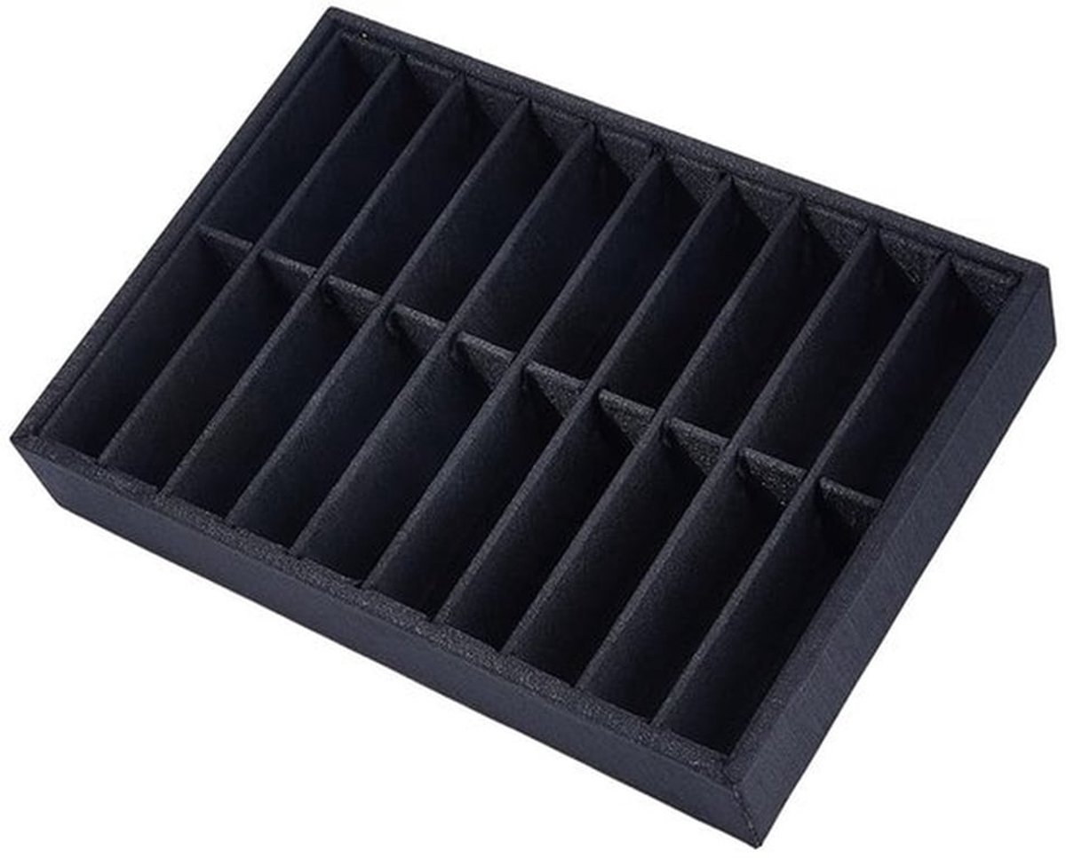 Sieraden Dienblad 20 Compartimenten - Fluwelen Organizer - Houten Basis - Armband Display - Zwart - Duurzaam en Stabiliteit