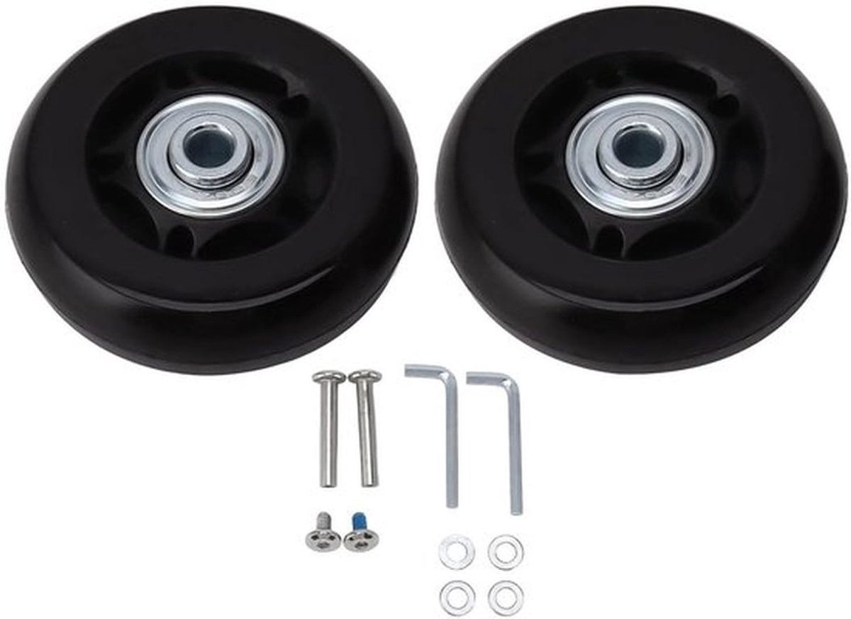 Reservewielen Set van 2 - Draaibare Rubberwielen - Universele Inline-wielen - Inclusief Installatiegereedschap - Duurzaam PU-rubber - 54 mm/60 mm/64 mm - Bagagewielen