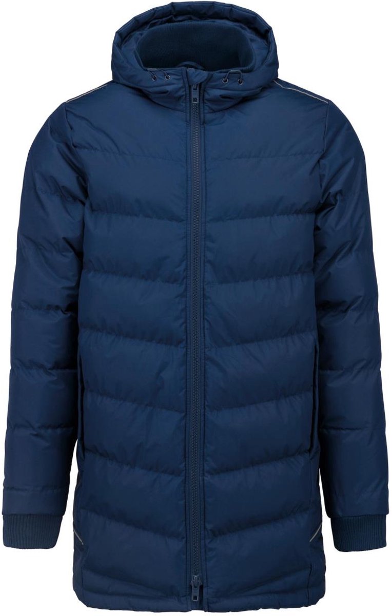 Winterjas Heren Lang – Gewatteerde Pufferjas met Capuchon – Warme Parka Heren – Marineblauw – S