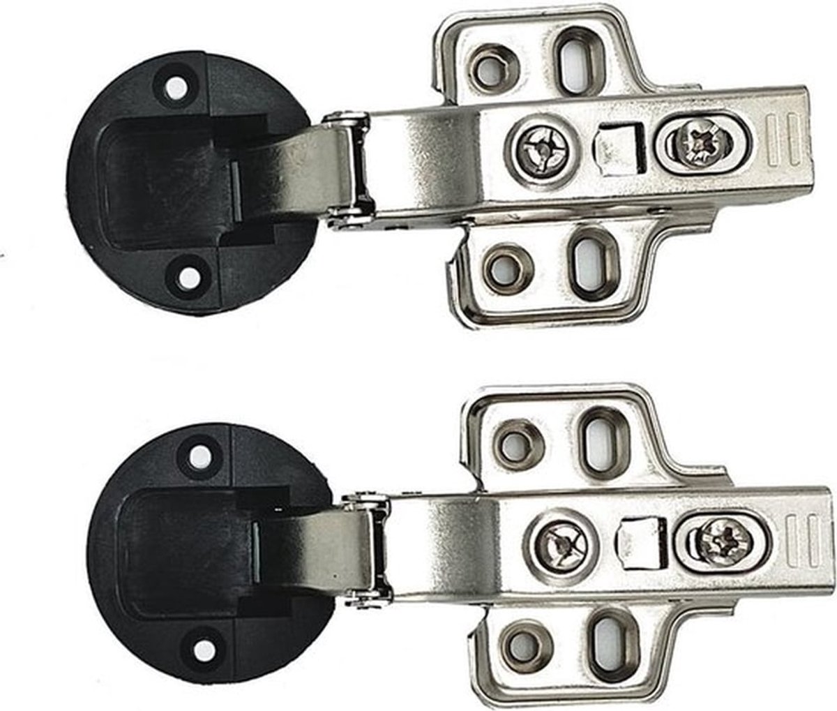 2 Stuks 35mm Europese Stijl Volledige Overlay Stille Hydraulische Soft-Close Scharnier voor Glazen Deuren of Keukenkasten met Schroeven - Perfect voor Keuken- en Meubelrenovatie