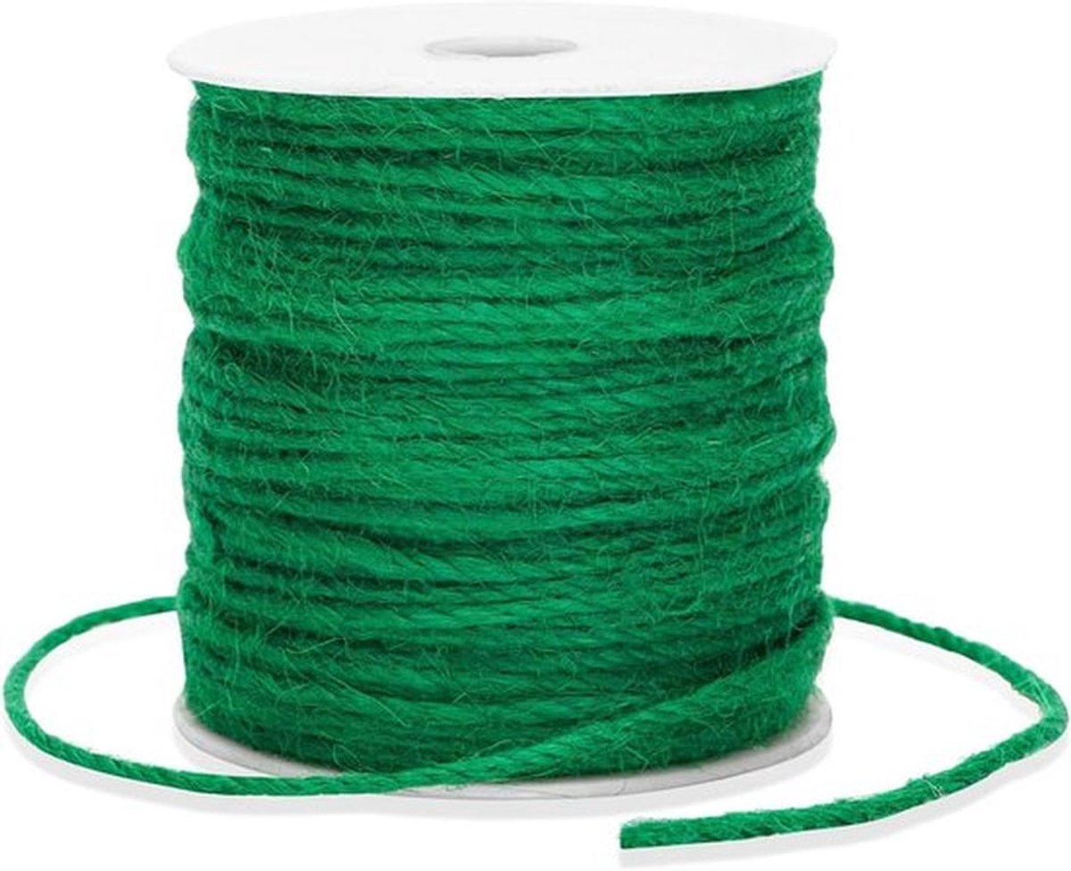 Natuurlijk Jute Koord 100 meter - Groen - 3mm - Voor Bakkers, Tuinen en Geschenkverpakkingen
