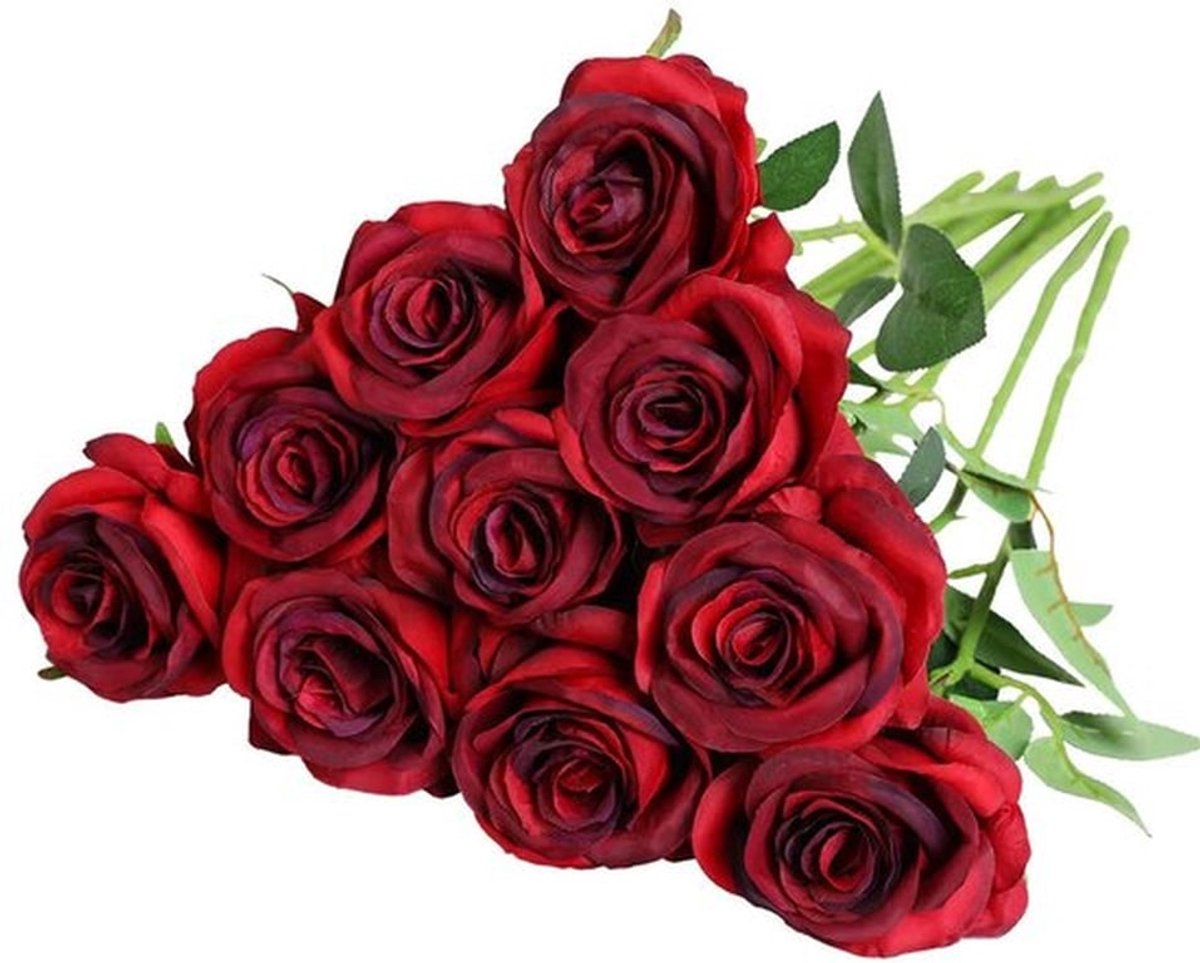 Rozenboeket 10 Stuks - Kunstbloemen - Bruiloft Decoratie - Thuis Decoratie - Kantoor Decoratie - Verstelbare Stelen - Nep Bloemen