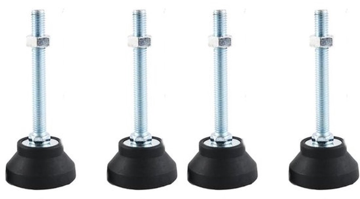 Meubelnivelleringspoten Heavy Duty - Meubelpoten set van 4 - Verstelbaar tot 50 mm - Draagvermogen 80 kg - Ronde basis met rubberen pad - Stabiliteit op oneffen vloeren