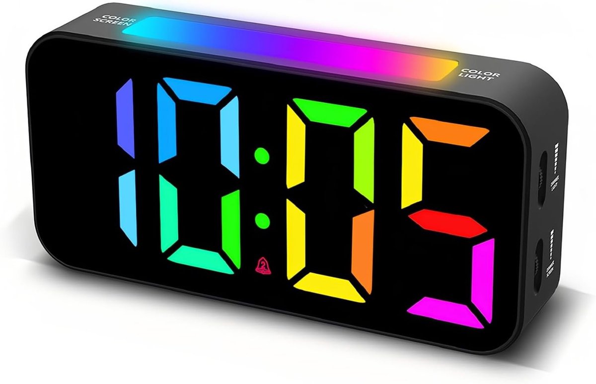Digitale wekker - Zwart - 16,5 x 8,3 x 3,5 cm - Met Snoozefunctie en Aanpasbare Helderheid - Voor Slaapkamers