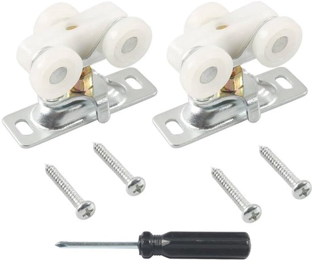 Schuifdeurwielen 3/4 inch - Stil en gelijkmatig glijden - IJzer/PP - Voor kastdeuren - Geschikt voor 1-3/8 inch deuren - Afmetingen 57 x 19 mm - Deurrad
