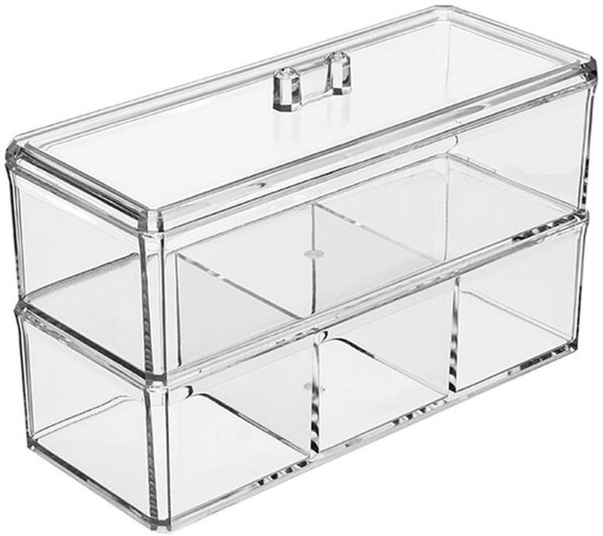 Dubbellaagse cosmetica-organizerset - Acryl make-up organizer - Stapelbaar en waterdicht - Transparant - Cosmetica opberghouder - Geschik...