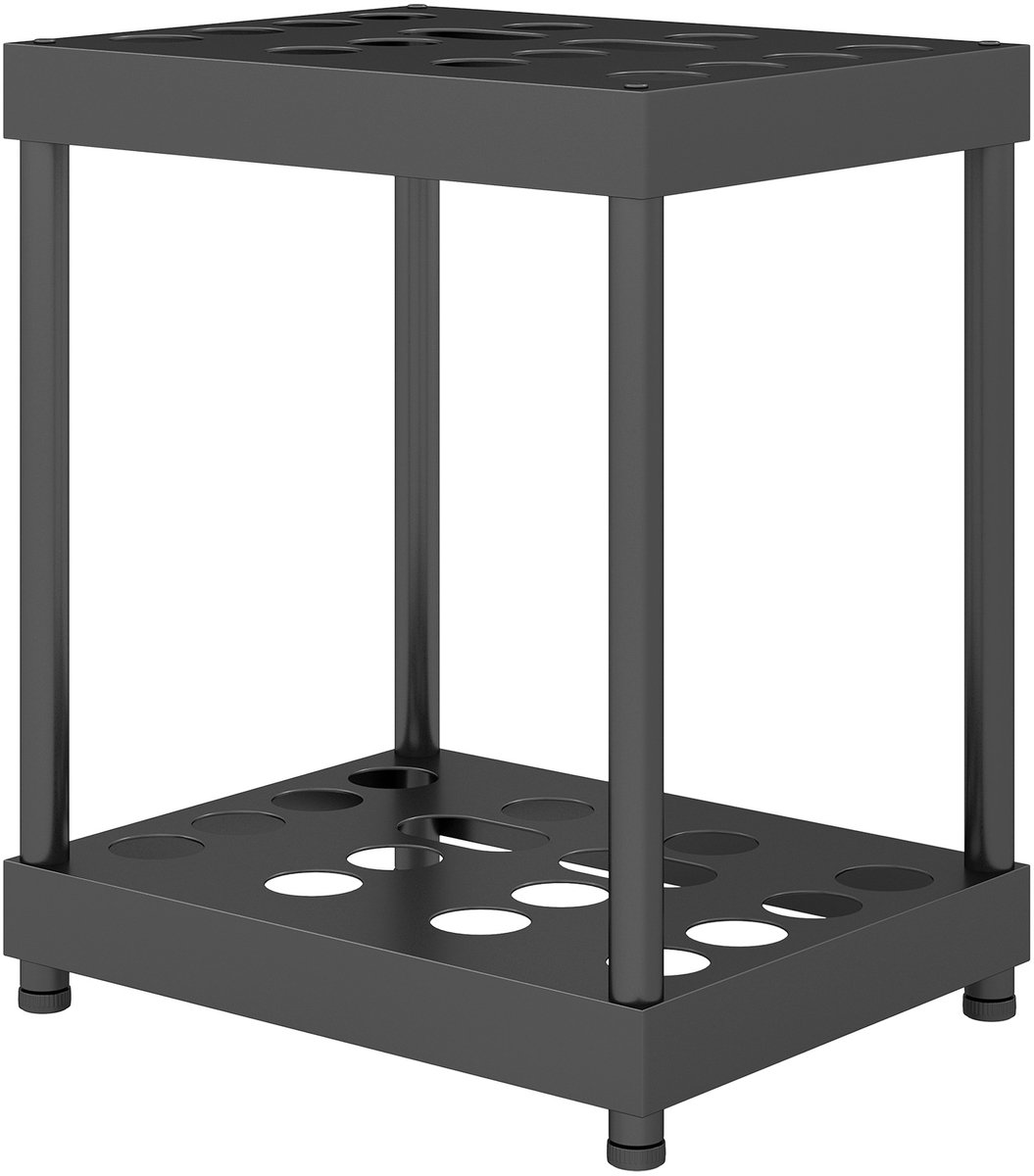 Tuingereedschaprek – Tuingereedschaprek met 16 vakken en twee lagen – rechthoekig – 42 x 33 x 50 cm – zwart