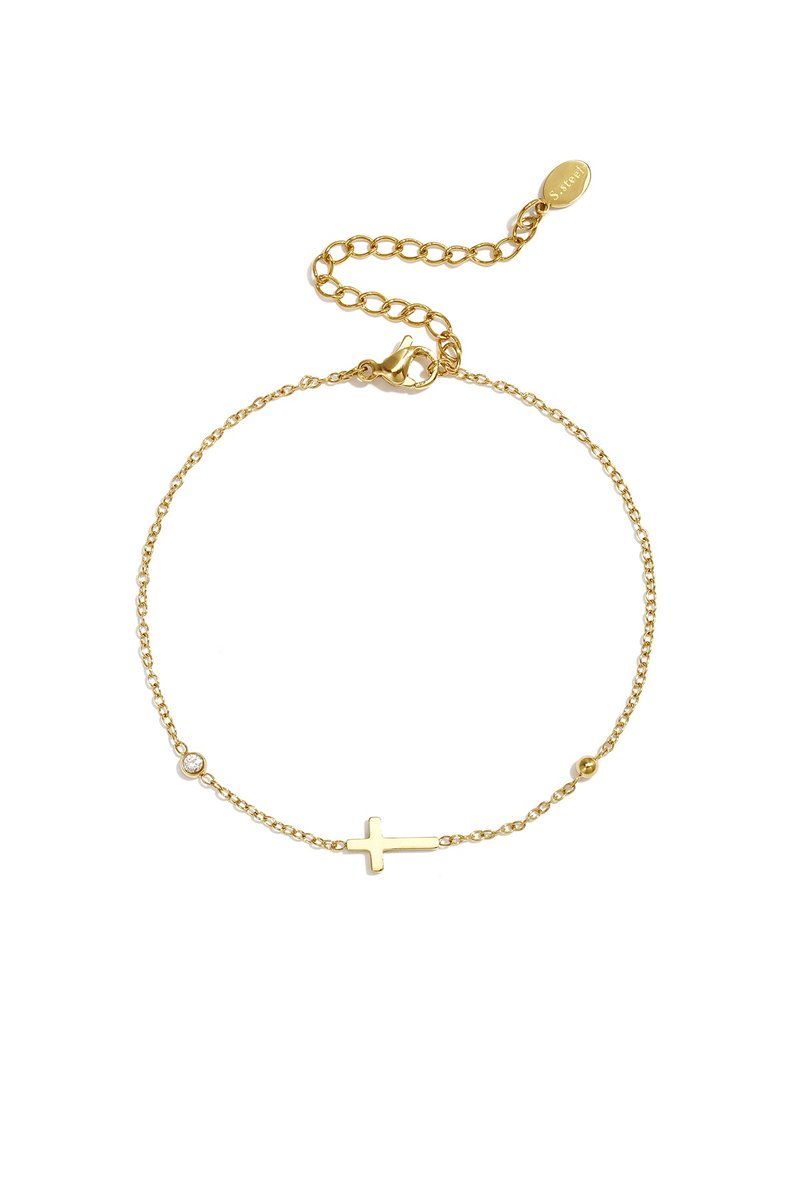 Kyra - Armband met Kruis - Goud - Stainless Steel - - Goud