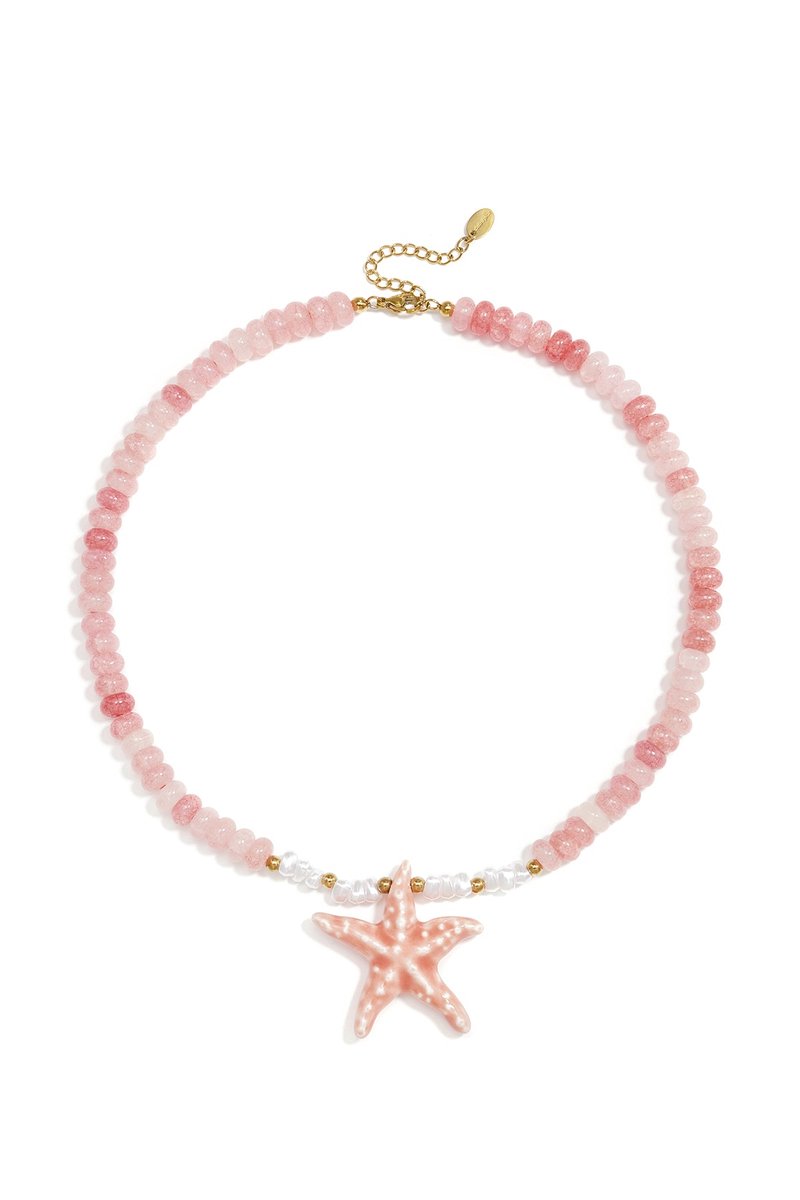 Cloe - Zeester Kralen Ketting - Roze - Stainless Steel - - Roze