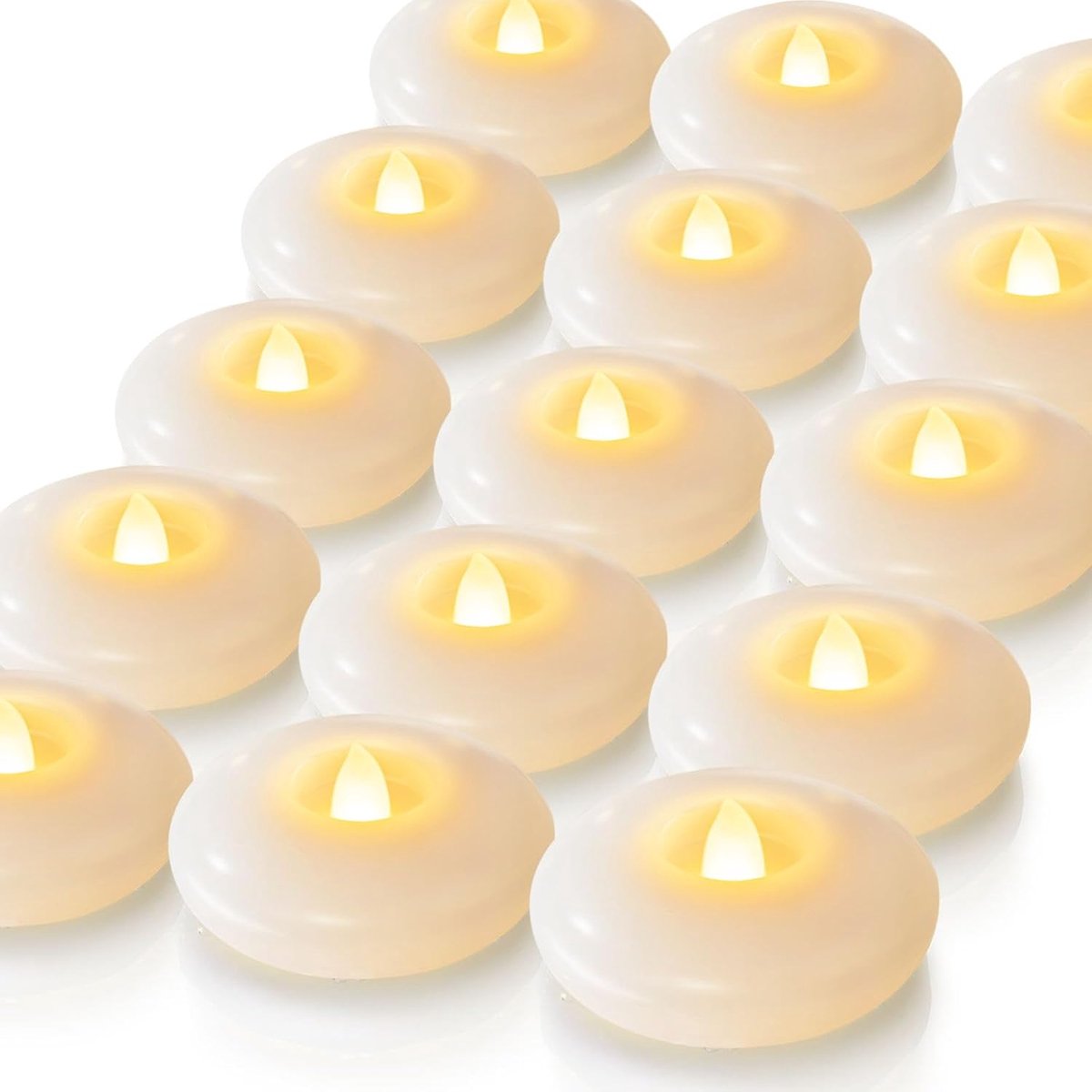 LED Theelichtjes - Waterdichte LED Theelichtjes - 24 Stuks Drijvende Vlamloze Kaarsen - 7.6 cm - Water Sensor Aansturing - Geschikt voor Bruiloft Vazen en Poolparty's - 24 Stuks