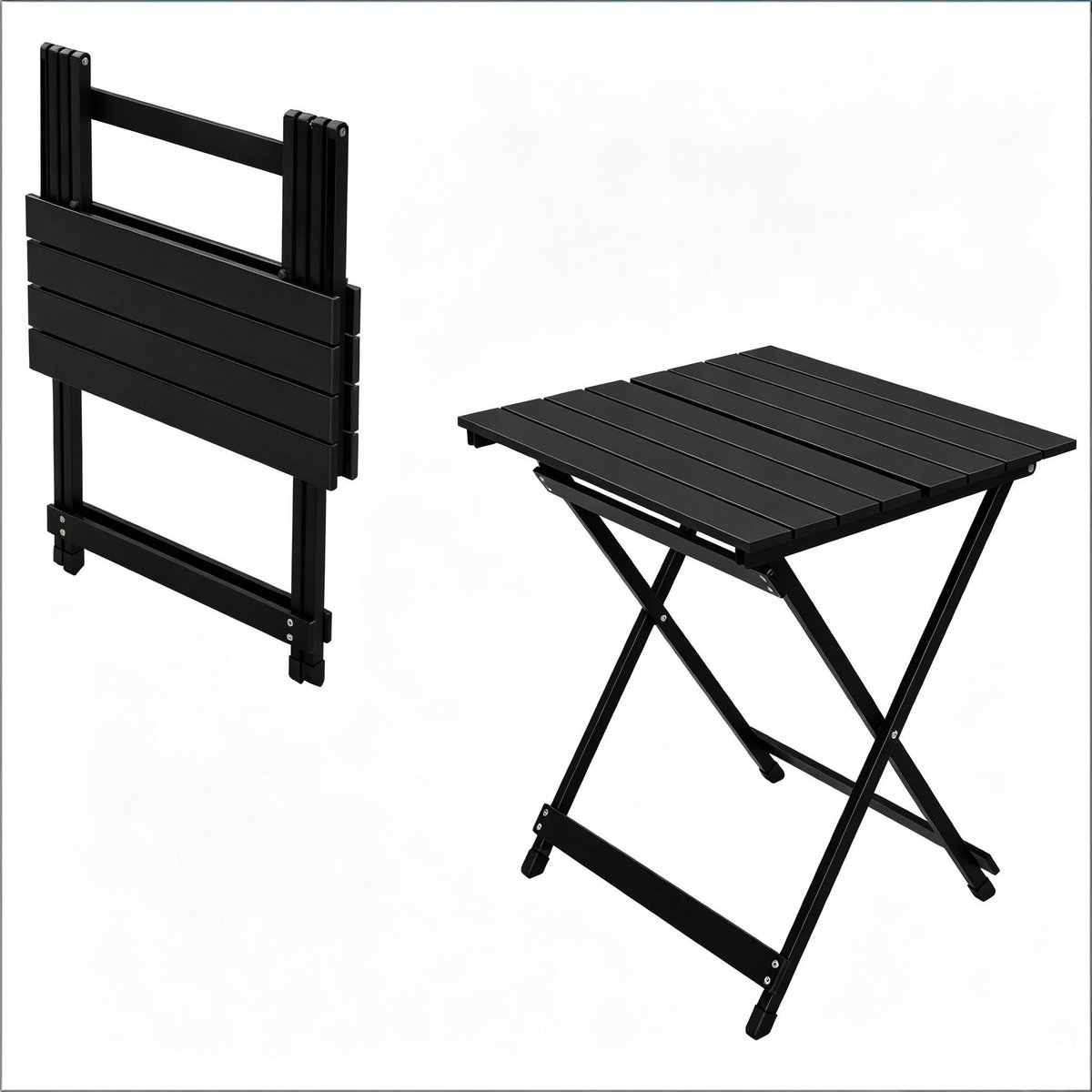 Draagbare campingtafel - opvouwbaar - aluminium houder - zwart