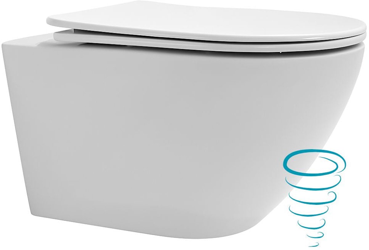 Wandcloset Sanitado Elements Tornado randloos met softclose toiletzitting in glanzend wit