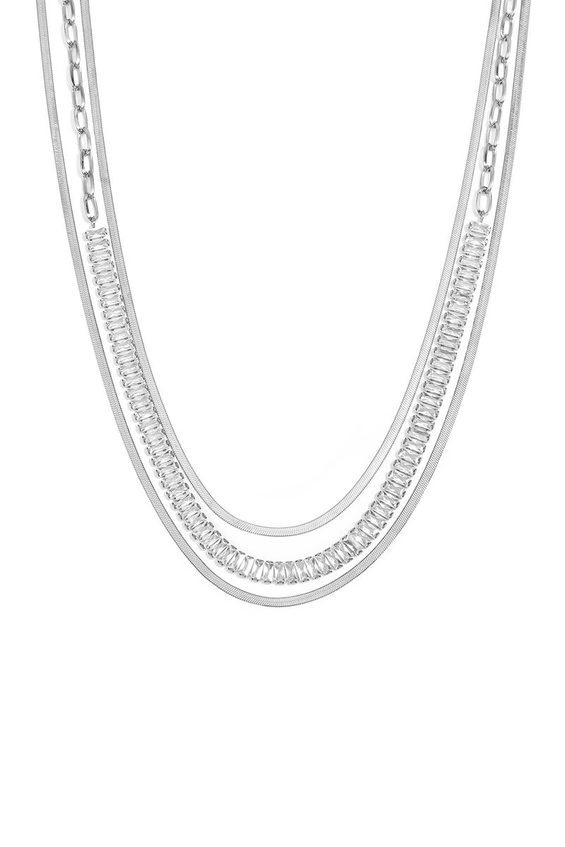 Dubbele Gelaagde Schakelketting – RVS - Zilver