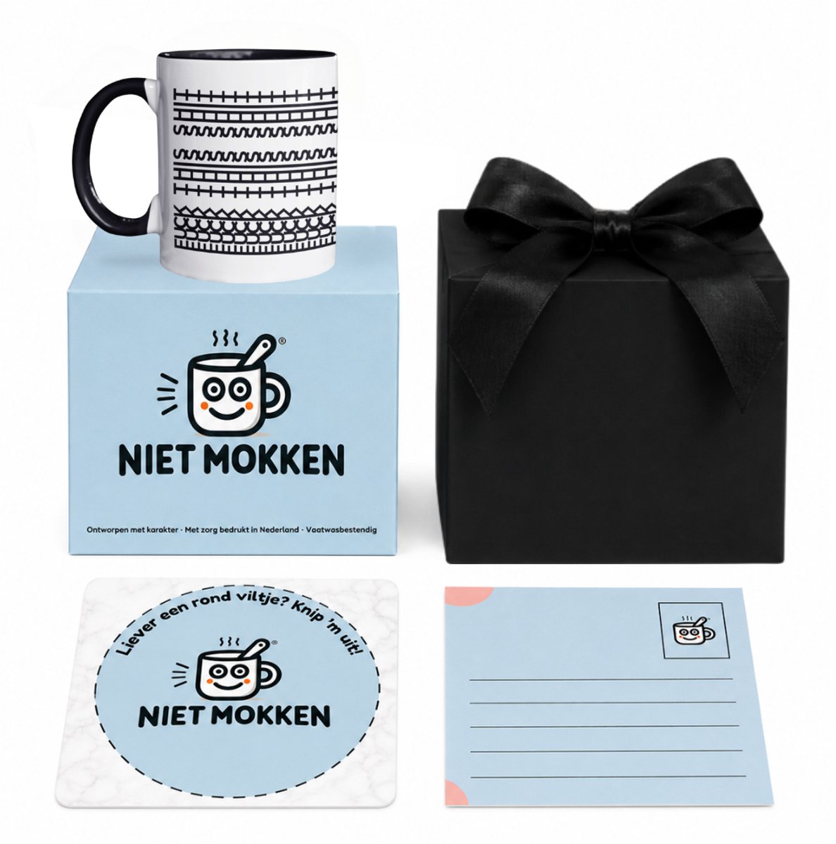 NietMokken.nl – Fuck This Shit Mok Cadeauset – Grappig Cadeau voor Collega – Inclusief Cadeaudoos, Kaartje & Viltje – Keramische Mok 325 ml – Aan beide zijden bedrukt