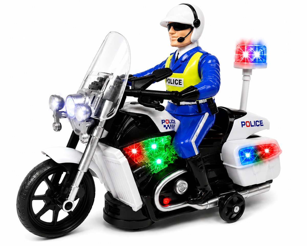 Speelgoed politemotor - led lichtjes en politie geluiden - kan zelf rijden - Incl. batterijen