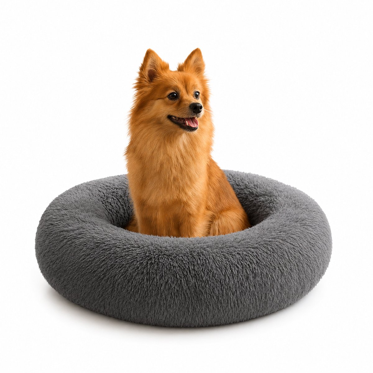 belviona Donut hondenbed, zacht hondenmand, comfortabel & antislip Ø60 cm donkergrijs