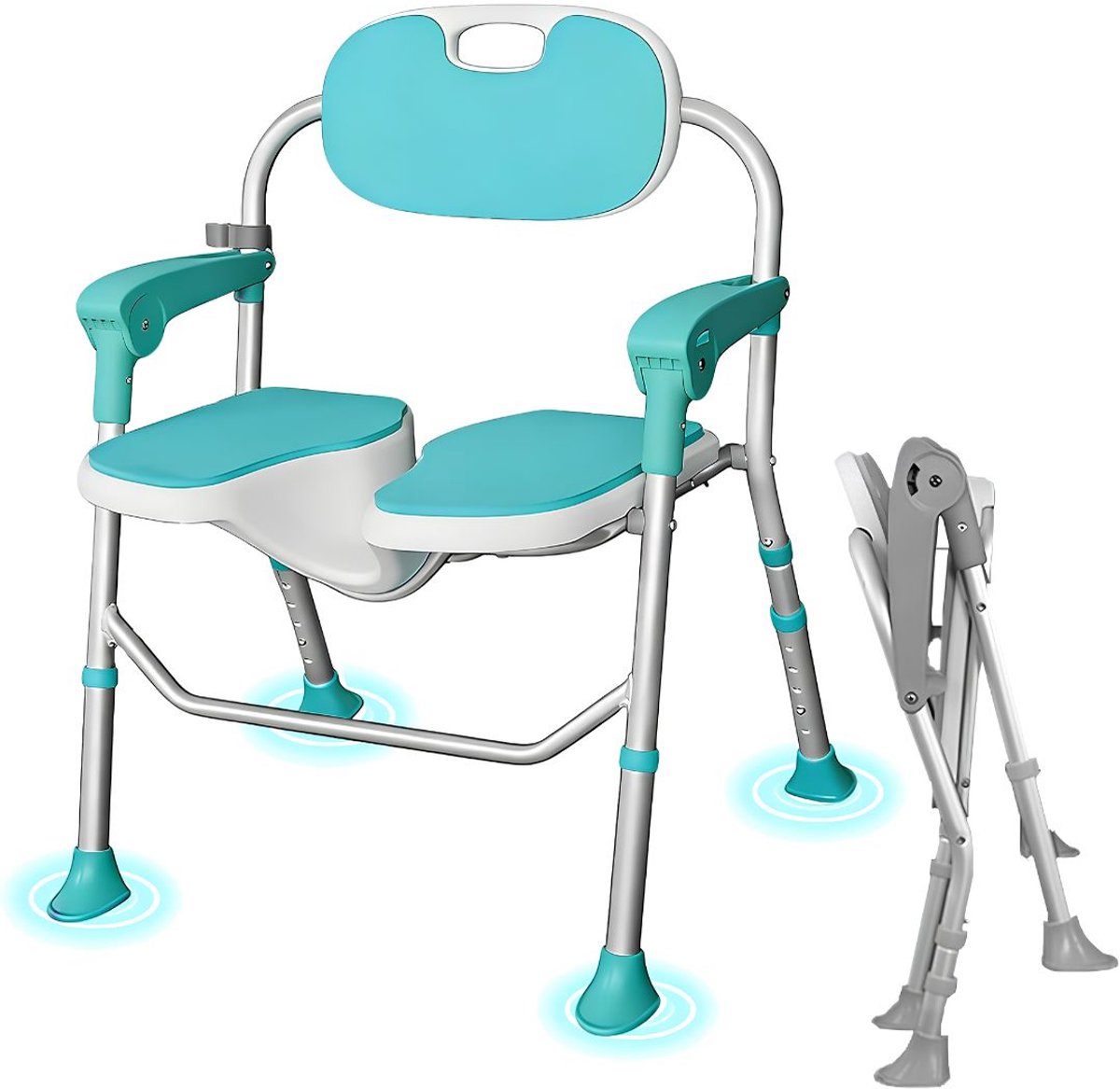 NIVA® Douchestoel - Badkamerstoel - Douchekruk - Turkoois - 59cm x 53cm x 83cm