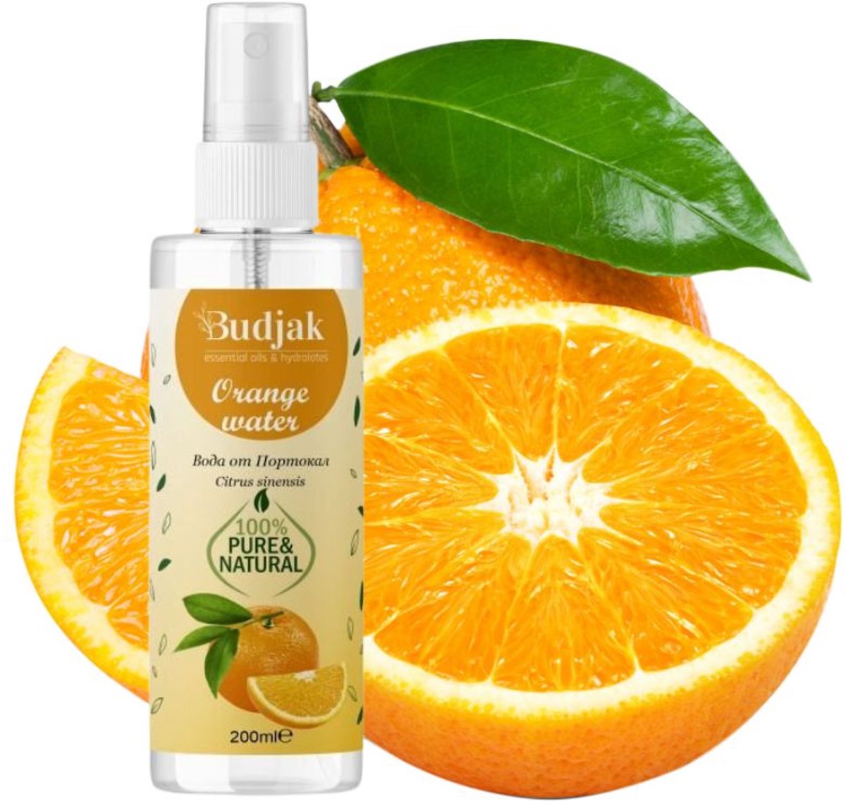 Biologische Sinaasappelschil bloemenwater (Citrus sinensis) – verheldert - deo maken - geluk 200ml