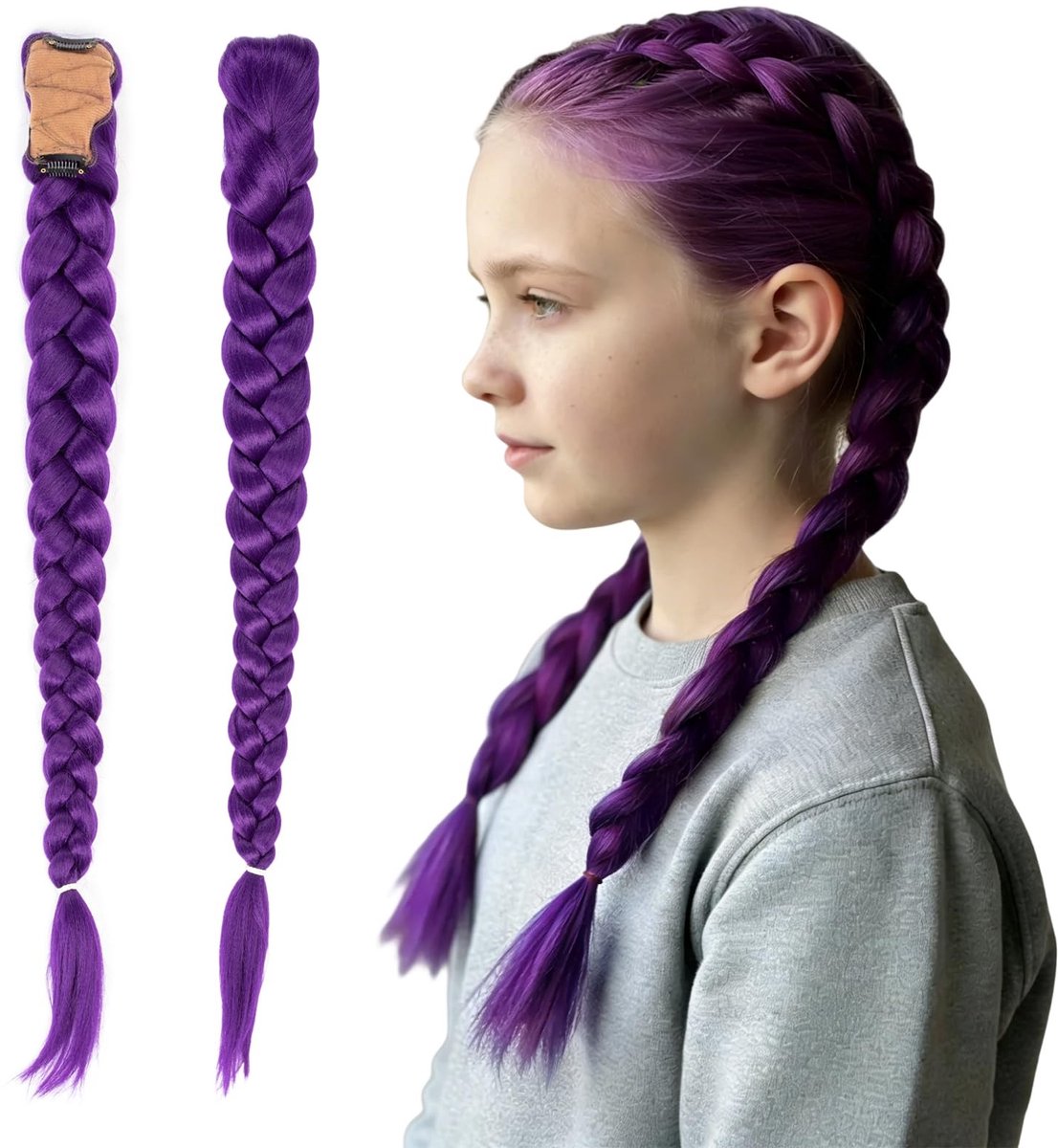 Solidchoice - Paarse Haar voor Cosplay met Verborgen Clip