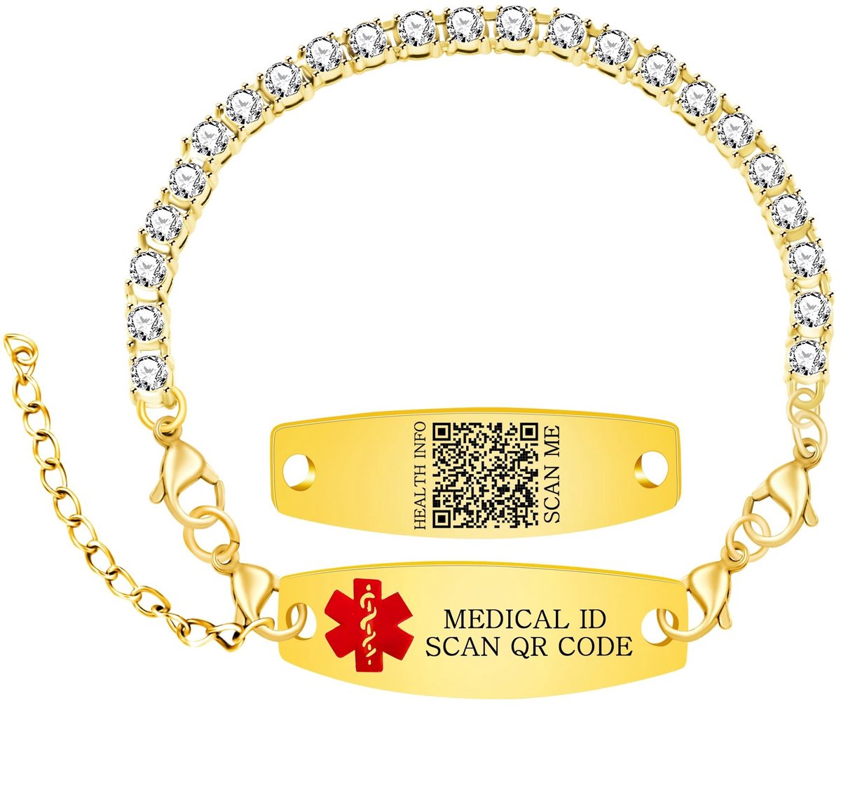 Solidchoice - Aanpasbare QR-code Medische Alarm Tennisarmband voor Vrouwen