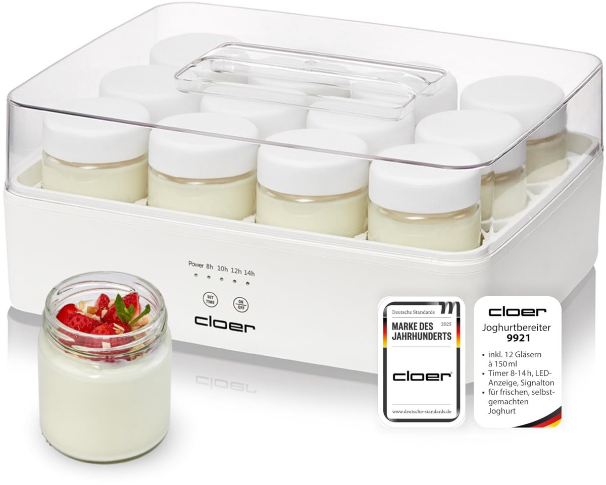 Solidchoice - Yogurt Maker voor 12 Jars met Timer en Transparante Deksel
