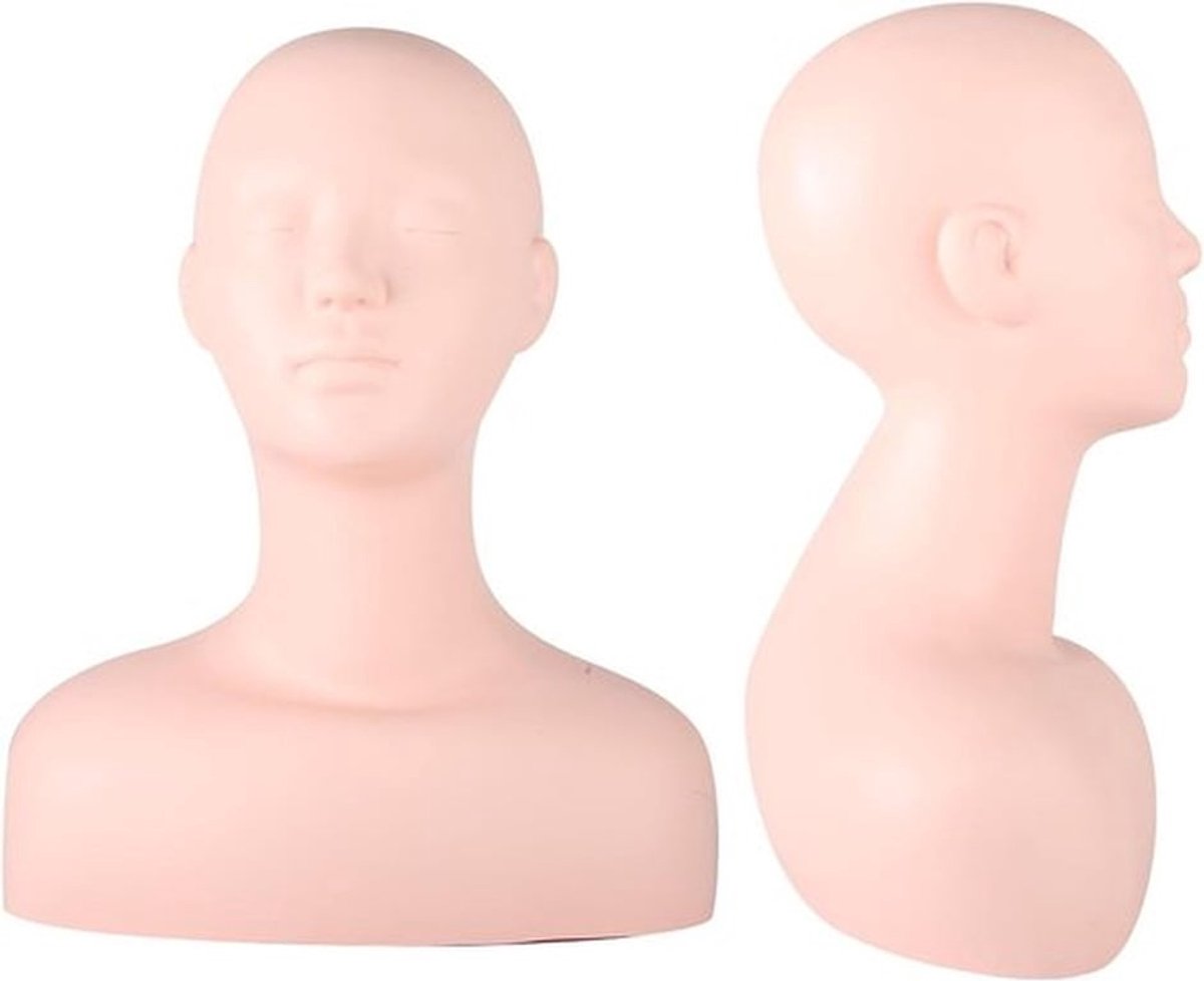 Mannequin Hoofd met Schouders, 21.3 Inch PVC Hoofd, Zachte Mannequin in Natuurlijke Grootte voor Make-up en Styling