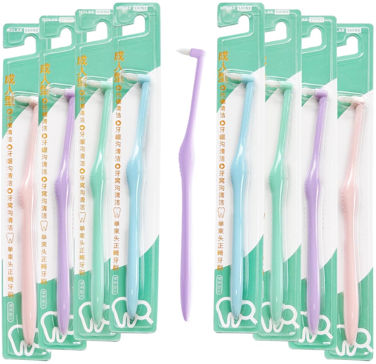 Solidchoice - Set van 8 Interspace Tandenborstels voor Orthodontische Reiniging
