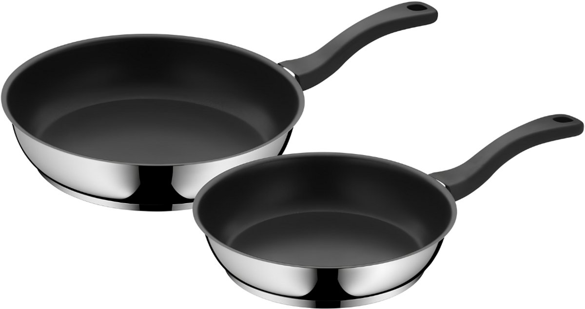 TYR® Pannenset - Geschikt voor Alle Warmtebronnen - 2 Stuks Pannen - Zwart/Zilver - 51cm x 29cm x 6cm