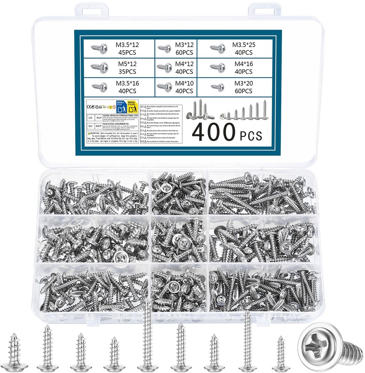 Solidchoice - 400 Stuks Zelftappende Schroeven met Platte Kop