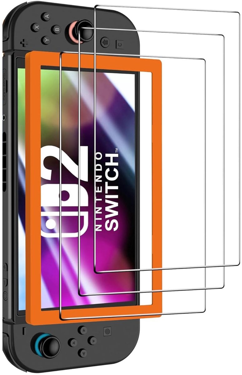Solidchoice - Set van 3 Tempered Glass Screen Protectors voor Nintendo Switch 2