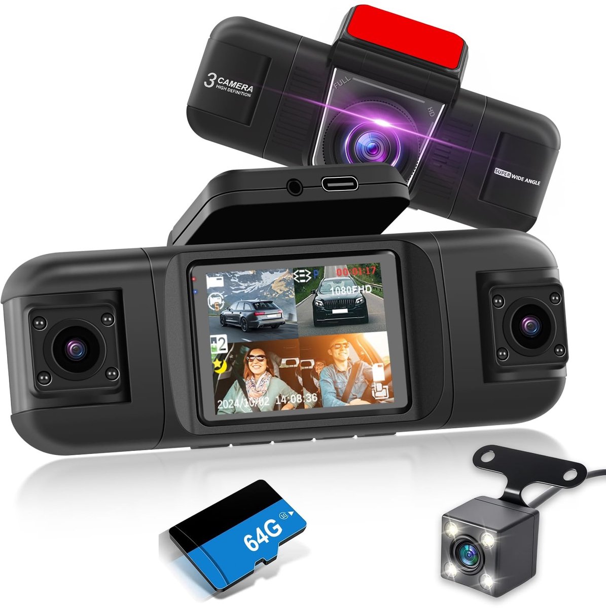 Solidchoice - 360° Dashcam met 4 Kanalen en 1080P Resolutie