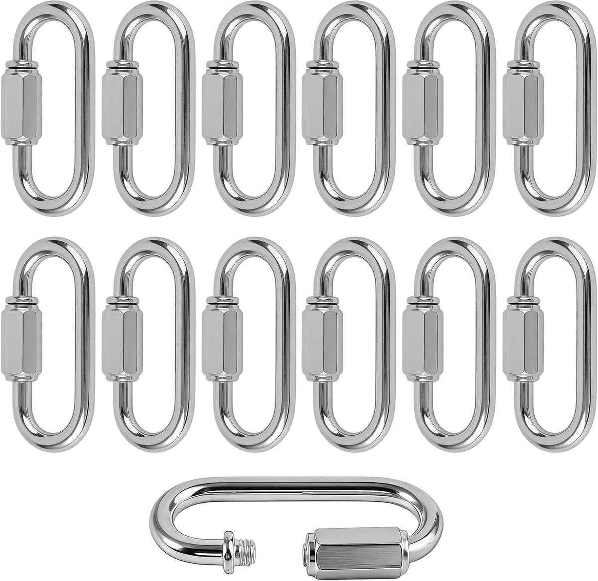 Karabijnhaak Clip - Zilver - 42 x 20 x 4 mm - Koolstofstaal met Schroefdraadvergrendeling - Voor Camping en Wandelen