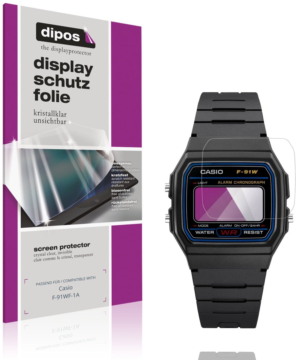 dipos – 6x Beschermfolie geschikt voor Casio F-91WF-1A | Krasbestendige & heldere Screenprotector Ultra-Thin