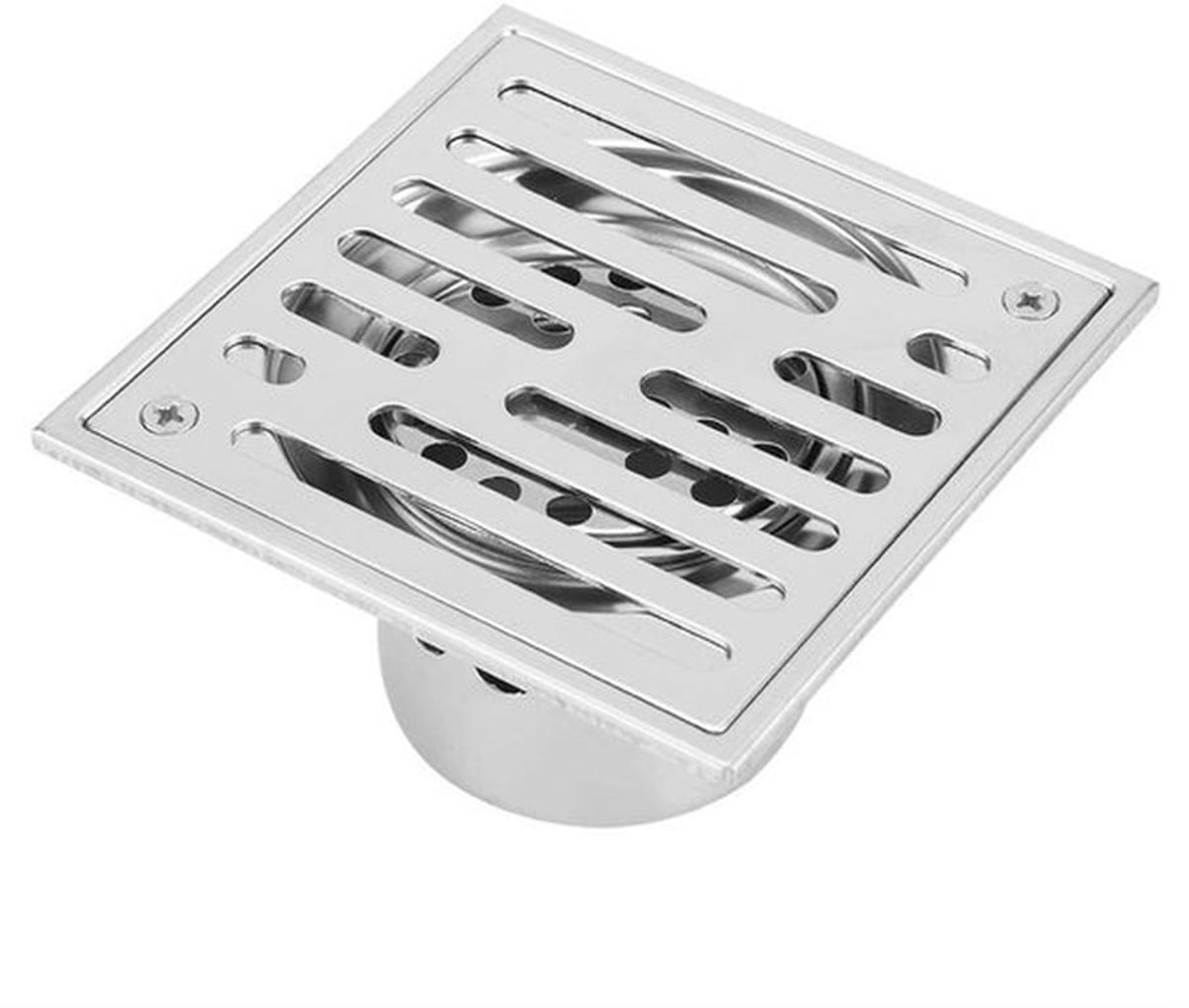 Afvoerputje Verchroomd - Douche/Keuken - Verwijderbare Zeefdeksel - 304 Roestvrij Staal - 110x110mm - Voorkomt Onaangename Geuren - Vloerafvoer