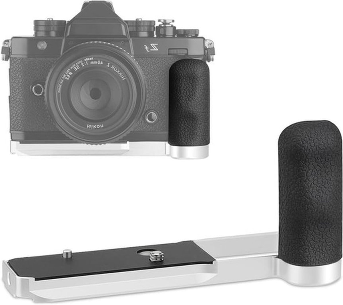 Ergonomische Zijkant Handgreep voor Nikon ZF Camera, L-vormige Grip met Arca Swiss Type Plaat, Compatibel met DJI RS2/RS-C2/RS3/RS3-PRO, Zilver, Ideaal voor Fotografie en Videografie