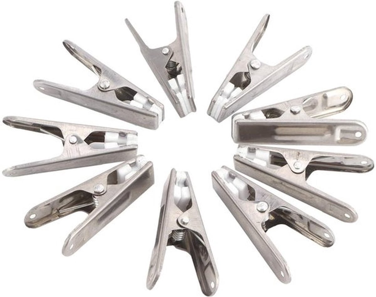 Wasknijpers 20 Stuks - Roestvrij Staal - Kleding Clips - Sterke Klemkracht - Handzaam Ontwerp - Voor Ondergoed en Wasgoed - Kledingclips