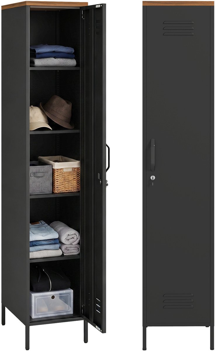 HOMCOM Wardrobe-Metall-Schwarz