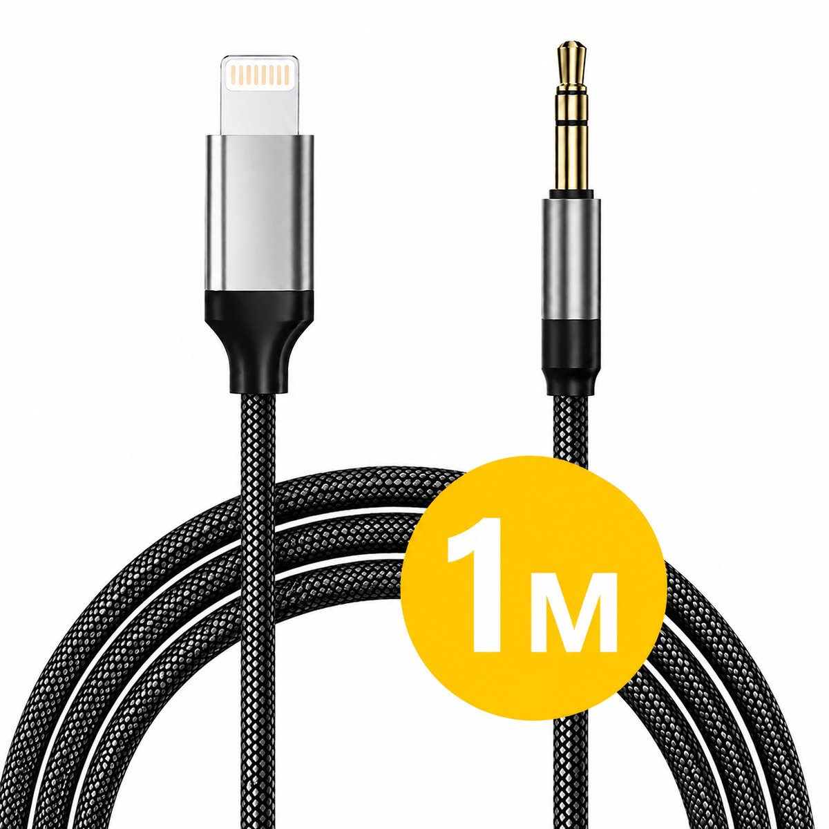 Aux Kabel Auto geschikt voor iPhone - Headphone Jack Audio Aux Kabel - 3.5 mm - 1 Meter - Zwart