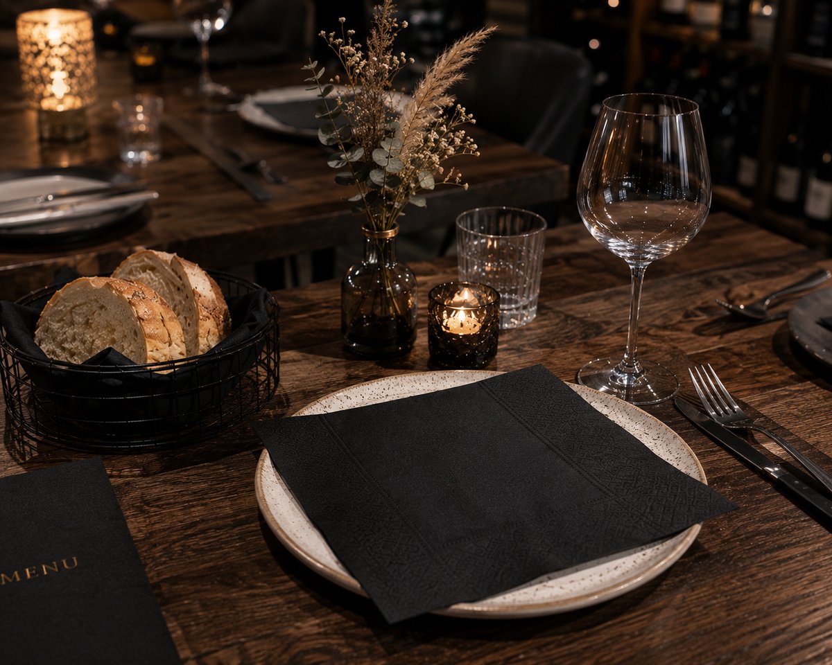 ATXANC Servetten 40 x 40 cm – Zwart – 2-laags – 100 Vellen per Pak – 2 Pakken – Zacht en Sterk – Goede Absorptie – Voor Restaurants, Hotels en Dagelijks Gebruik