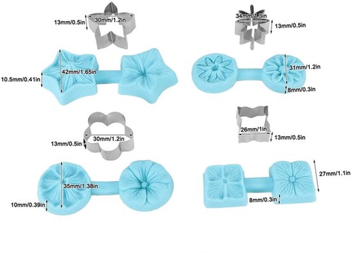 Bloemmal 4 Stuks - Siliconen Mallen voor Epoxy - Mini Bloem Mal - Cookie Cutters - Chocolade Mal - Fondant Mal