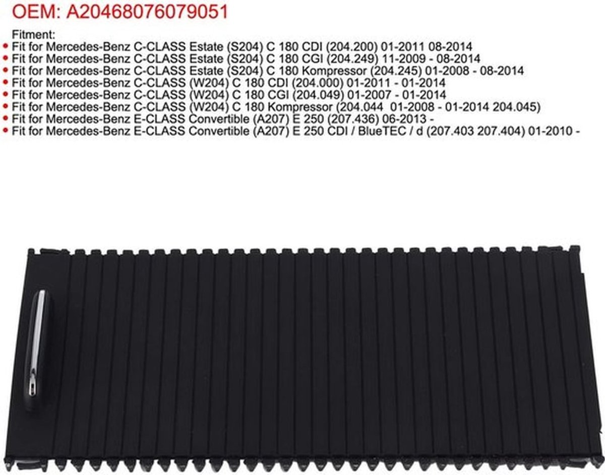 Middenconsole Afdekking Zwart - Schuiflamellen Rolgordijn - Auto-Interieur Vervanging - Eenvoudig te Installeren - OEM-Compatibel - Perfect Reserveonderdeel - Console Cover