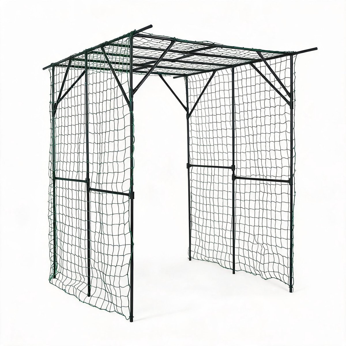 Danky zware metalen tuinboogtunnel met netwerk, zwarte PE-coating, afmetingen ca. 200 × 150 × 200 cm – klimsteun voor komkommers, tomaten, druiven, bonen en erwten in de tuin