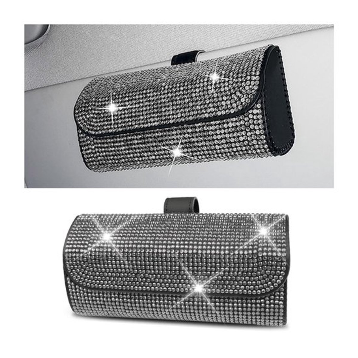 Zonnebrillenetui - Brillenhouder voor autozonneklep - Microfiber leer - 16,5*5*7cm - Elegant design - Universele toepassing