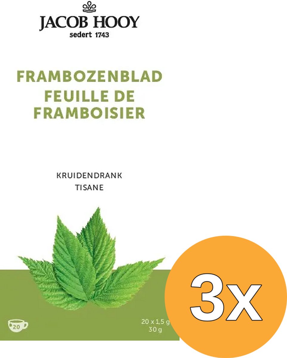 3x Jacob Hooy Frambozenblad (20 zakjes)
