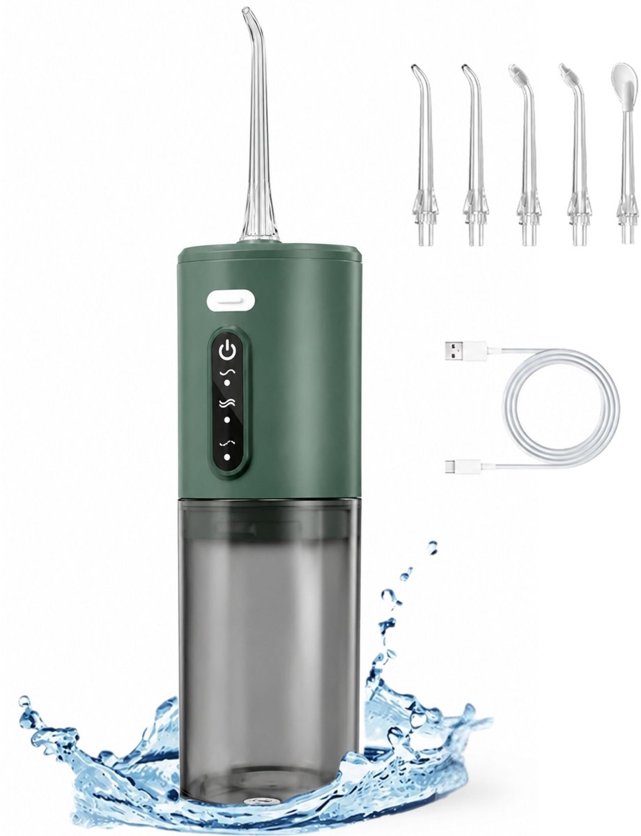 Nextora Waterflosser - Monddouche - Flosser - Waterflosser Draadloos - Tandplak Verwijderaar - Voor Beugels - 3 Reinigingsstanden - Incl. 5 Opzetstukken